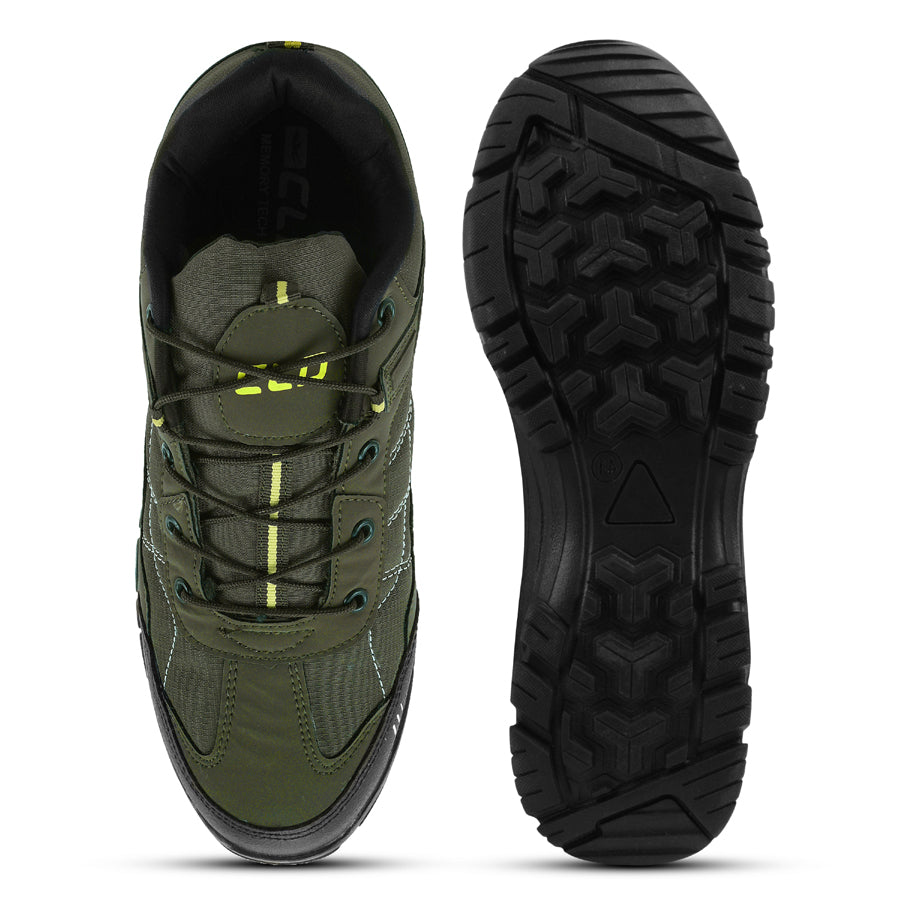 FIT-1 Men Olive Green Yellow Sports Shoes