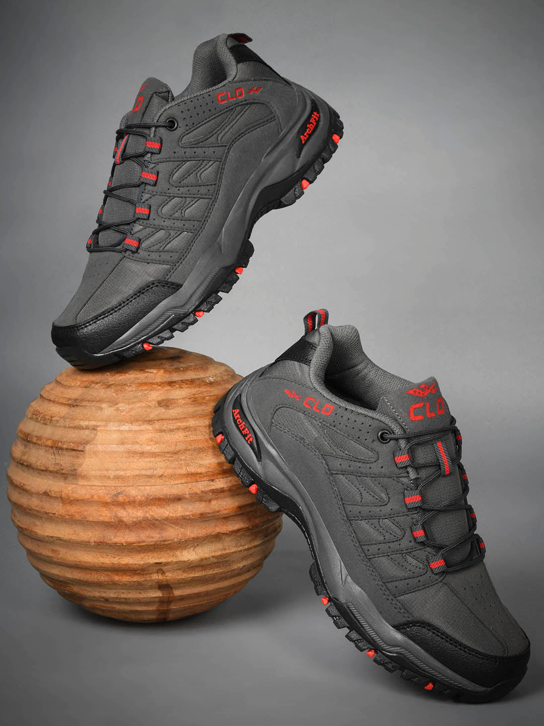 FALCON-1 Men D.GRY-RED Trekking Shoes