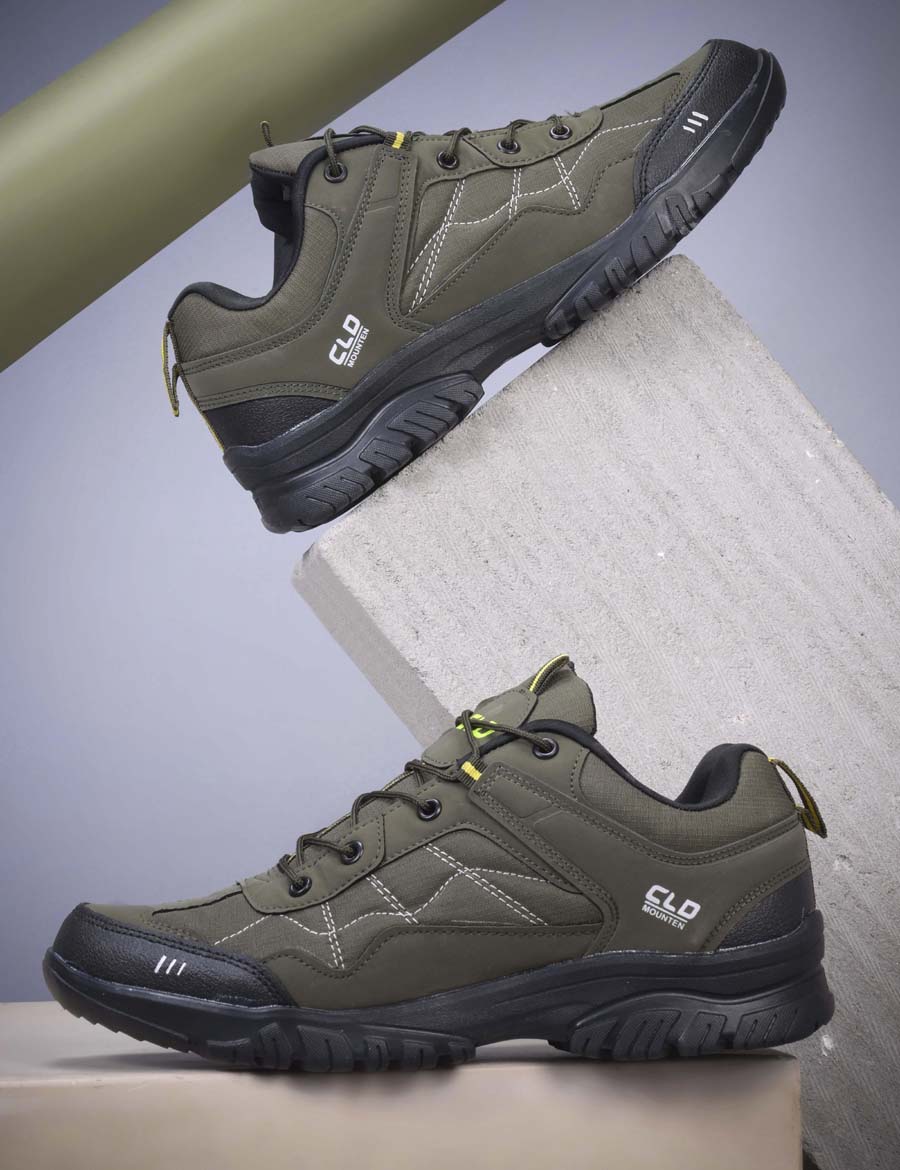 FIT-1 Men Olive Green Yellow  Sports Shoes