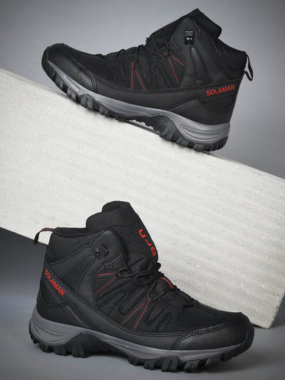 HEEL-2-Men Black Red Trekking Shoes