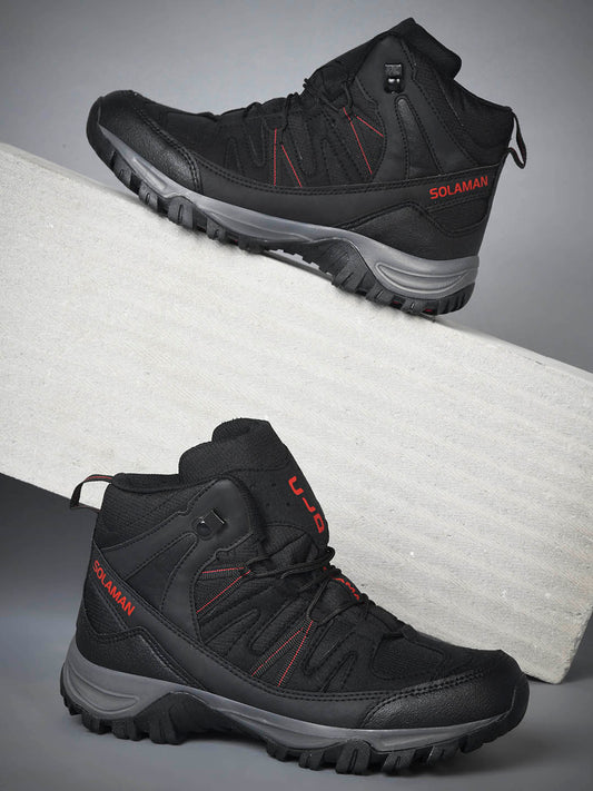 HEEL-2-Men Black Red Trekking Shoes