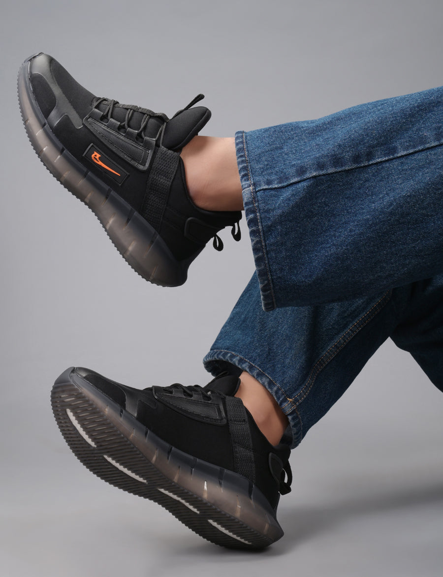 NETFLIX Men Black-Orange Sports Shoes