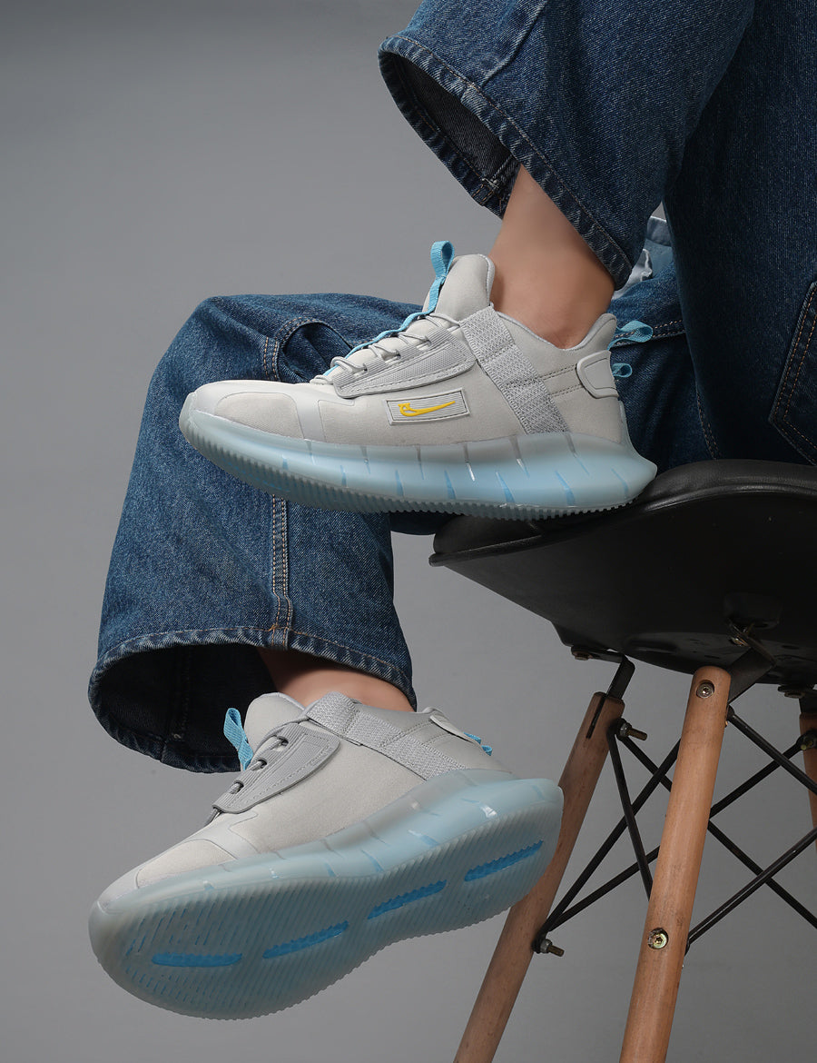 NETFLIX Men Gray-Yellow Sports Shoes