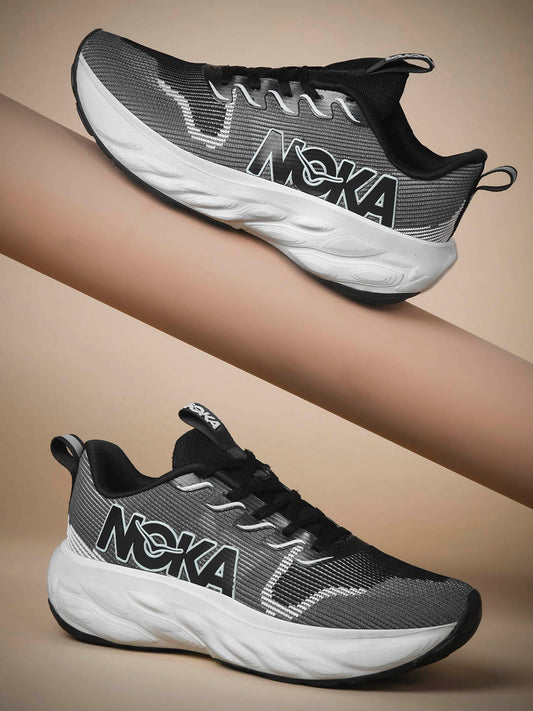 NOKA Men D.Gray Black Sports Shoes